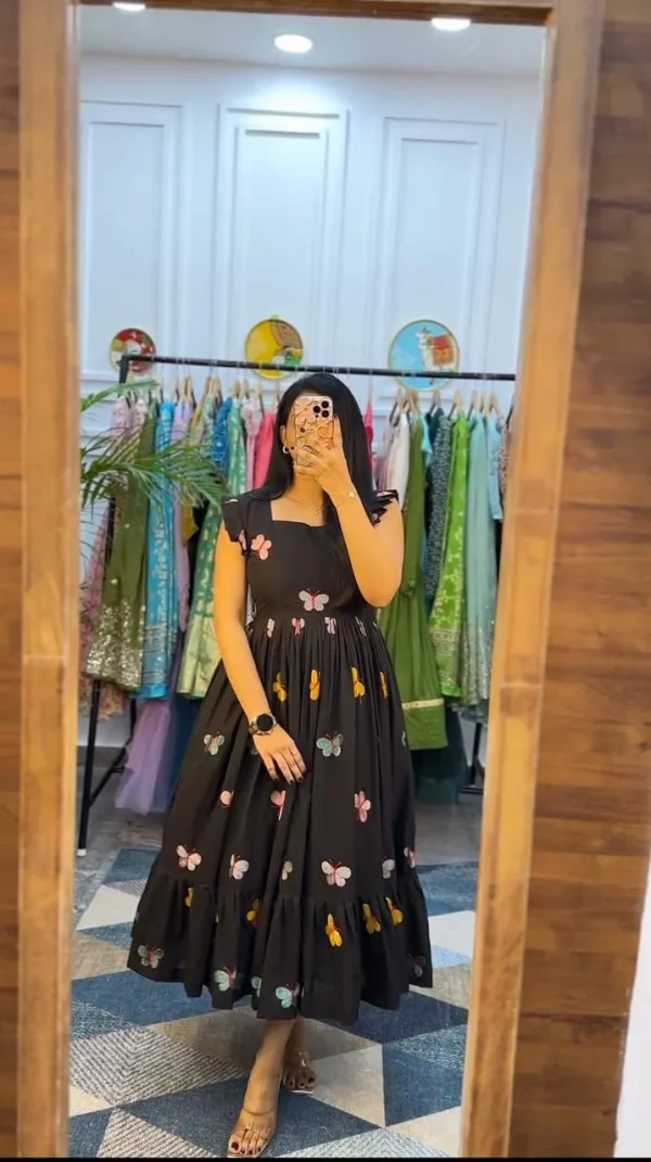 women cotton green embroidery middy gown (copy)