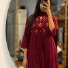 elegant wine embroidered suit set