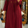 elegant wine embroidered suit set