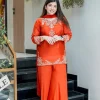 elegant pink embellished kurta set with dupatta