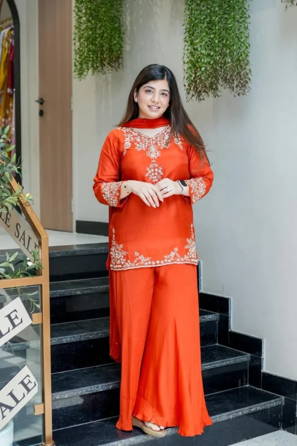 elegant pink embellished kurta set with dupatta