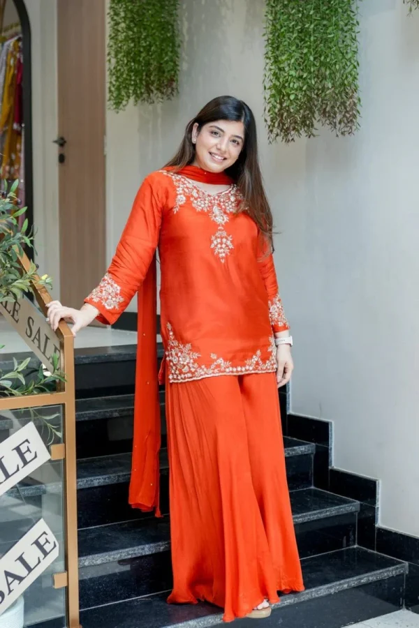 elegant pink embellished kurta set with dupatta