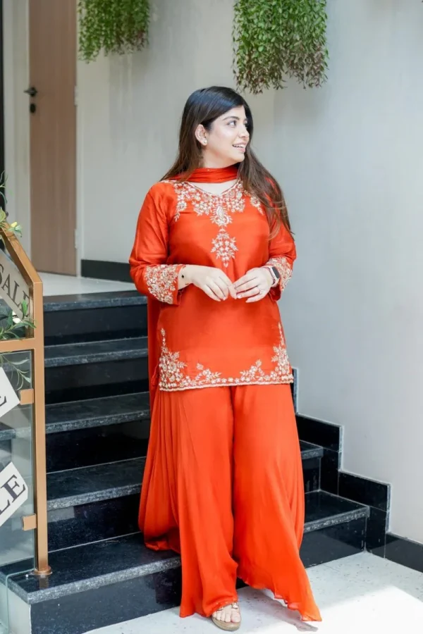 elegant pink embellished kurta set with dupatta