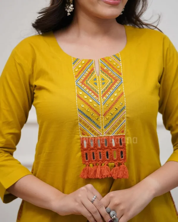 zariya mustard kurta set – embroidered elegance