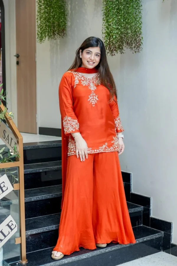 elegant pink embellished kurta set with dupatta