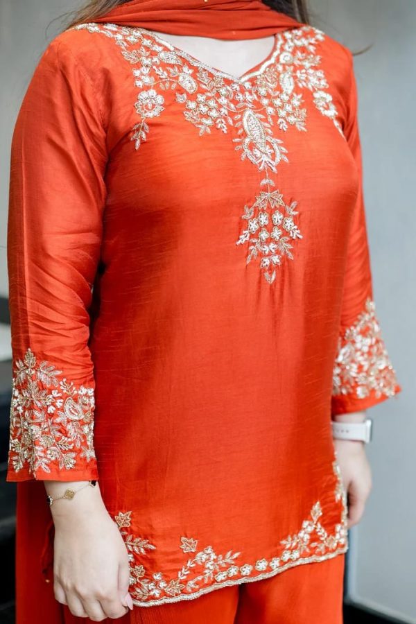 elegant pink embellished kurta set with dupatta