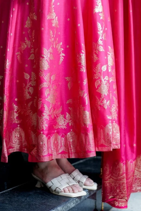 banarasi chanderi anarkali dupatta set
