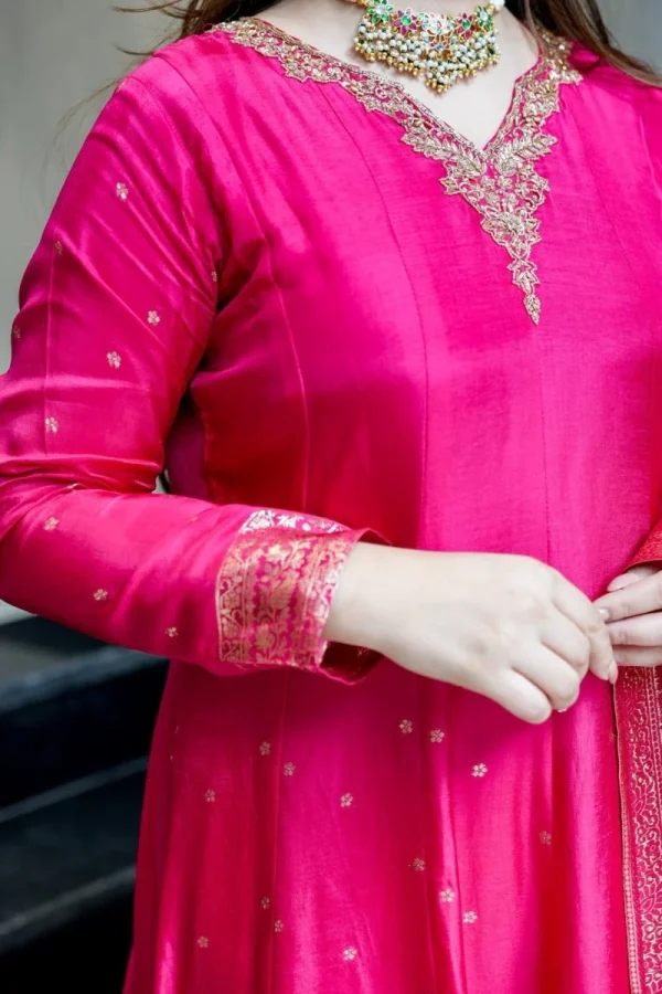 banarasi chanderi anarkali dupatta set