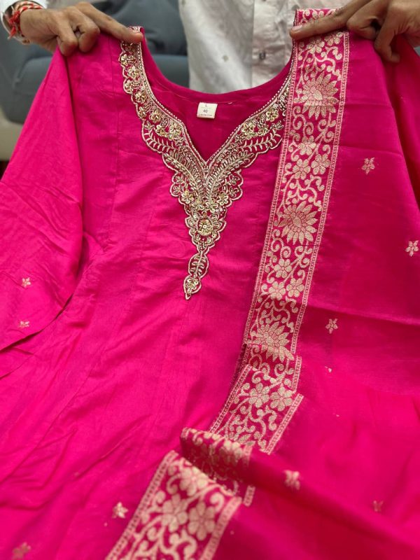 banarasi chanderi anarkali dupatta set