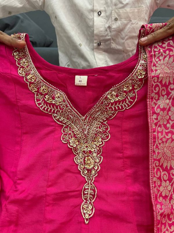 banarasi chanderi anarkali dupatta set