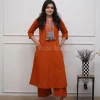 zariya rust embroidered kurta set