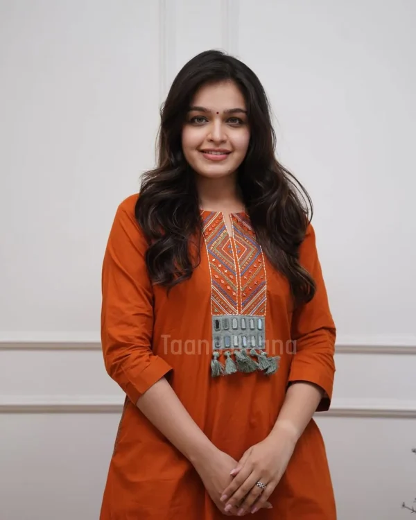 zariya rust embroidered kurta set
