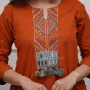 zariya rust embroidered kurta set