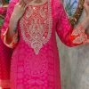hot pink heavy embroidered straight dupatta set