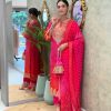 hot pink heavy embroidered straight dupatta set