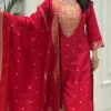 hot pink heavy embroidered straight dupatta set (copy)