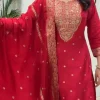 hot pink heavy embroidered straight dupatta set (copy)