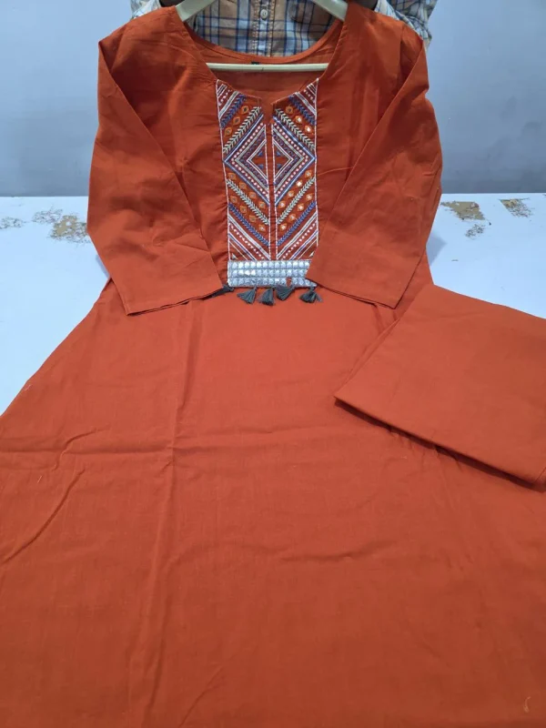 zariya rust embroidered kurta set