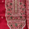 red embroidered straight cut salwar dupatta set