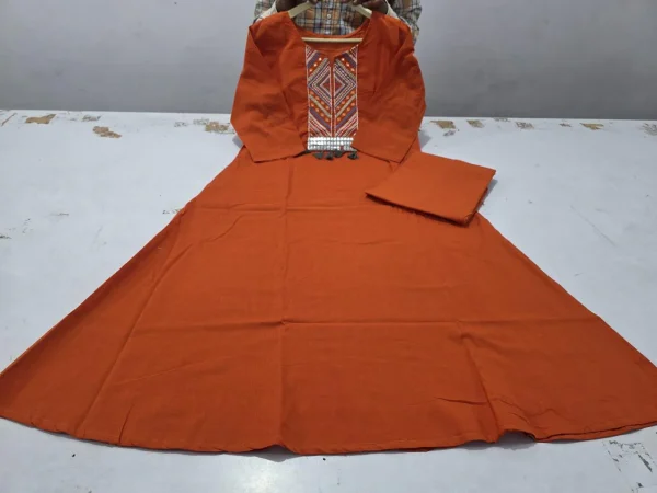 zariya rust embroidered kurta set