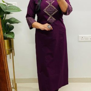 aline kurti pattern paired with ankle length pant kurta set