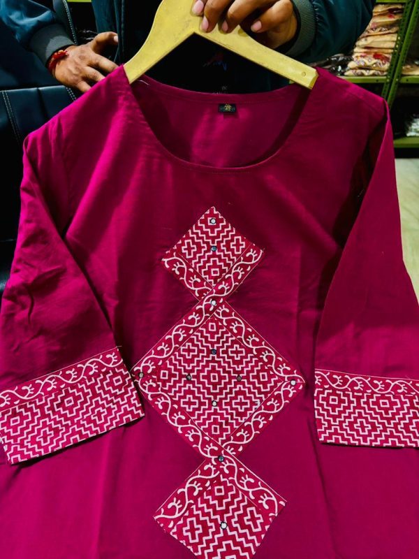 aline kurti pattern paired with ankle length pant kurta set