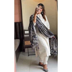 minimal ivory festive dupatta set