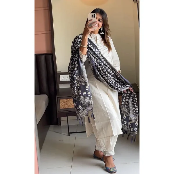 minimal ivory festive dupatta set