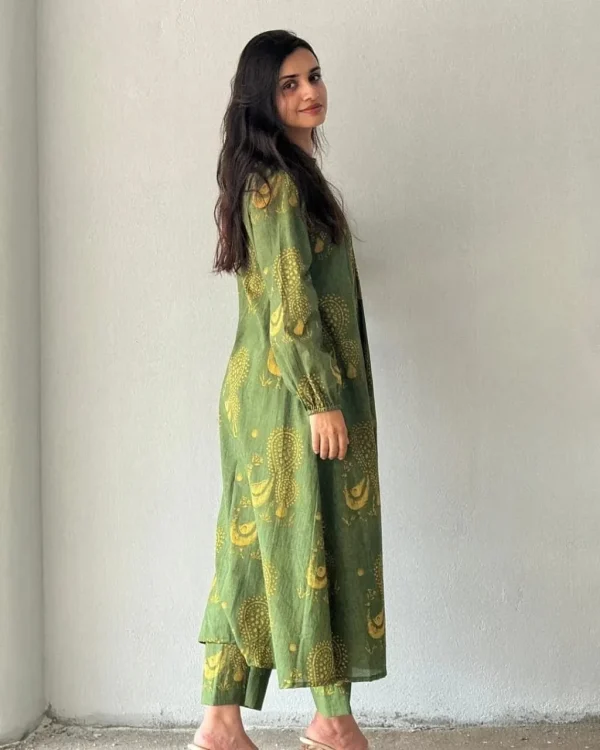 pure cotton discharge print kaftan style kurta set
