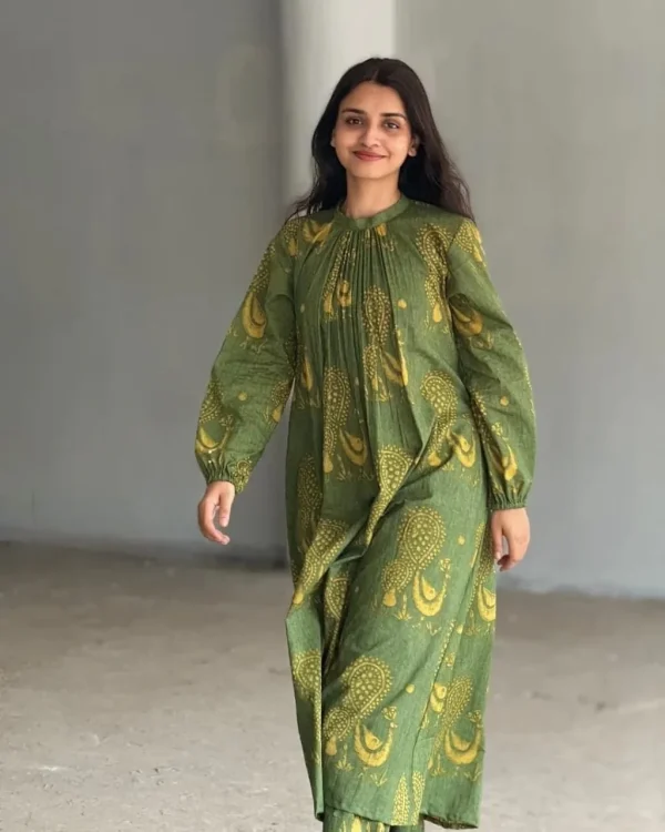 pure cotton discharge print kaftan style kurta set