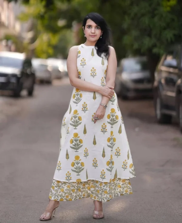 premium floral fine cotton flex palazzo kurta set