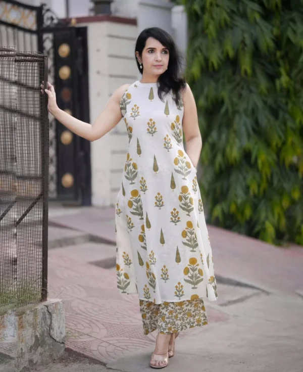 premium floral fine cotton flex palazzo kurta set