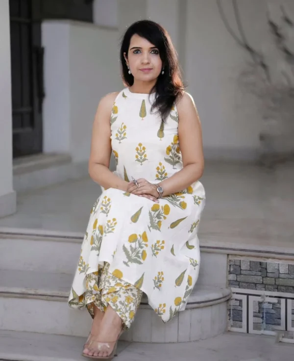 premium floral fine cotton flex palazzo kurta set