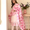 blush pink floral cotton dupatta set