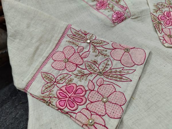 blush pink floral cotton dupatta set