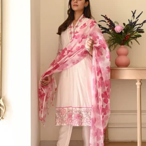 blush pink floral cotton dupatta set