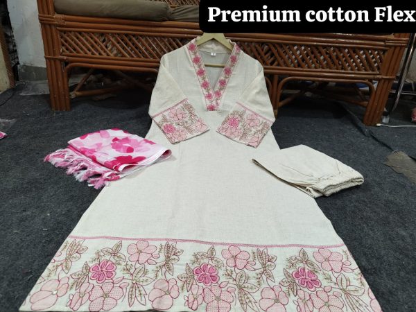 blush pink floral cotton dupatta set