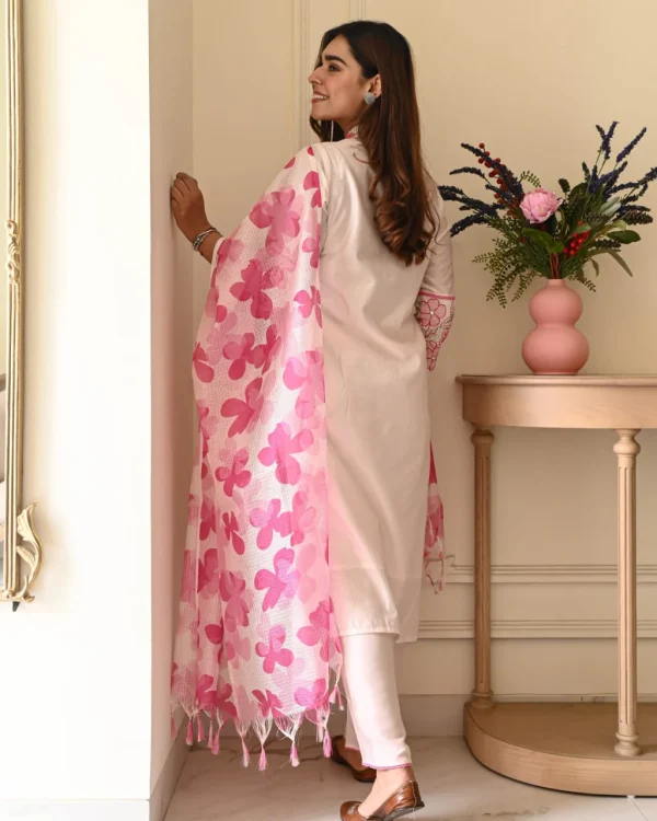 blush pink floral cotton dupatta set