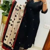 black cotton kurta dupatta set