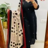 black cotton kurta dupatta set