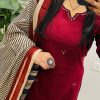 red cotton printed dupatta set