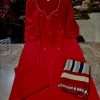 red cotton printed dupatta set