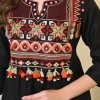black embroidered dupatta set
