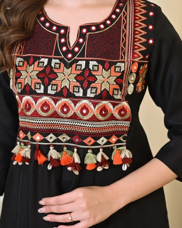 black embroidered dupatta set