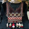 black embroidered dupatta set