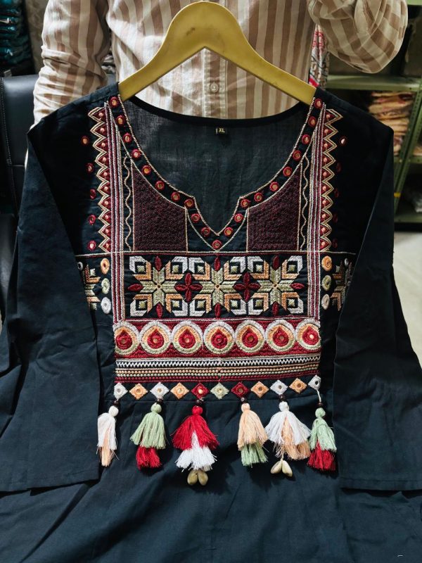 black embroidered dupatta set