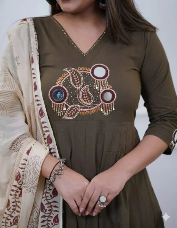 black embroidered dupatta set