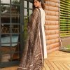 beige & brown ethnic printed dupatta set