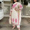ivory floral embroidered dupatta set