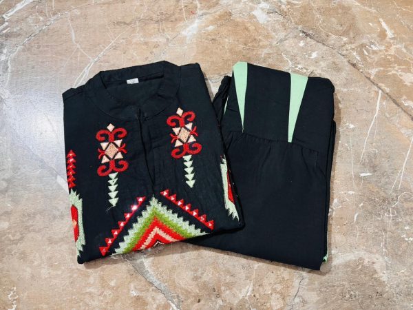 black embroidered ethnic co ord set